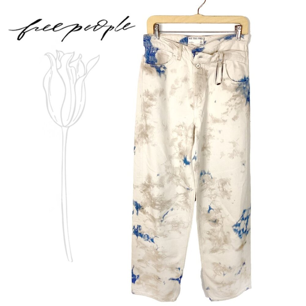 We the Free Baykan Denim Slim Straight Boyfriend Tie Dyed Denim Jeans - Picture 1 of 11